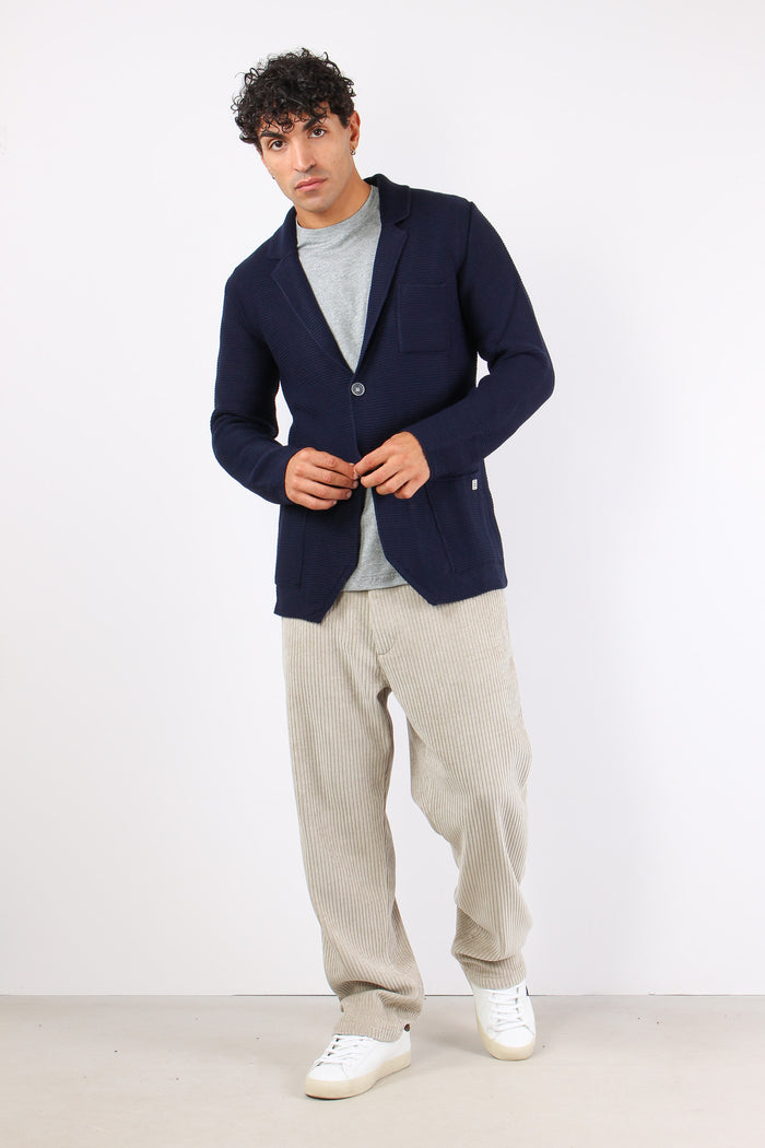 Giacca In Maglia Tasche Blu