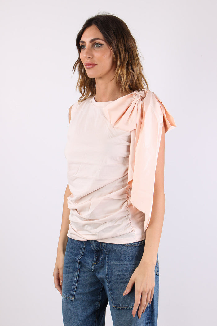 Aimee T-shirt Fiocco Spalla Silver Peony-4