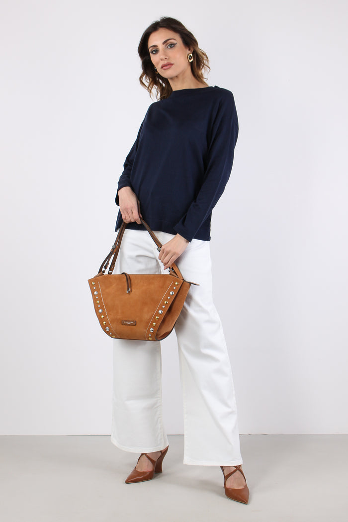 Wkdlepre Maglia Seta Cotone Blu-3