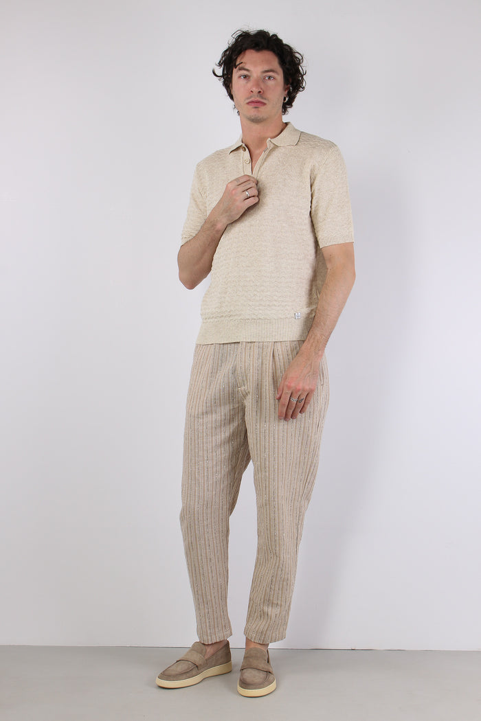 Polo Cotone Lavorato Beige-4