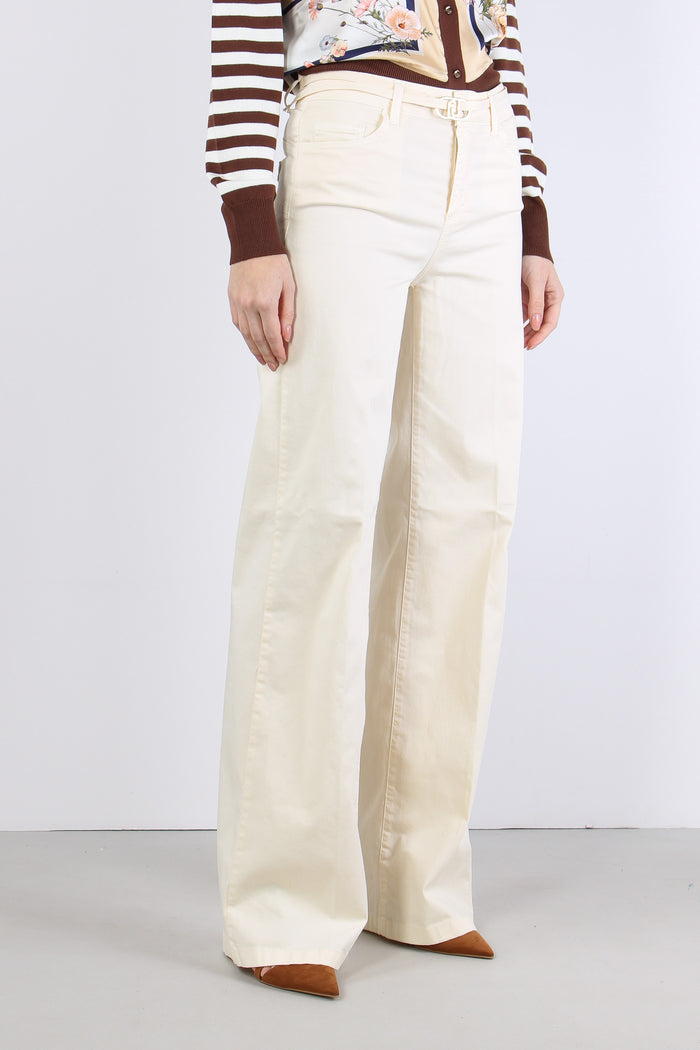 Pantalone Palazzo Cotone Panna-4