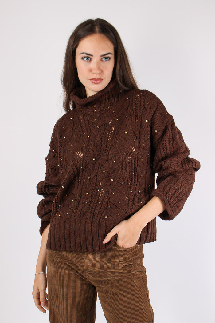 Collo Alto Inserto Strass Cioccolato-3