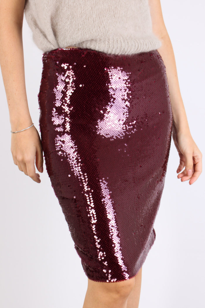 Ava Gonna Tubo Paillettes Bordeaux-3