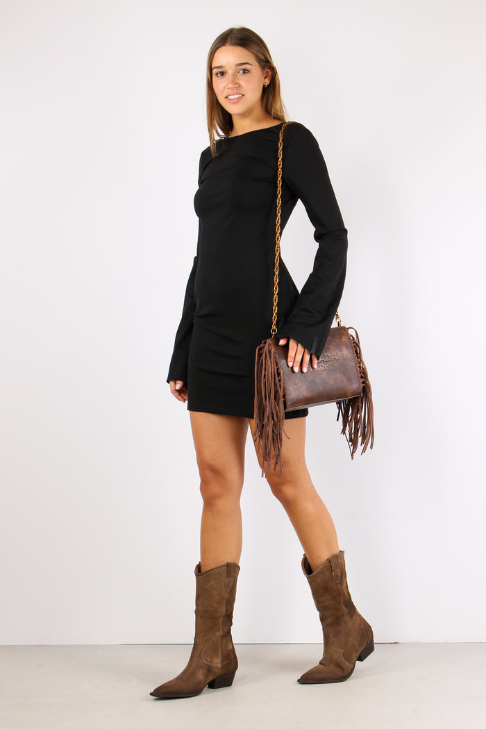 Abito Corto Scavo Dietro Nero-6