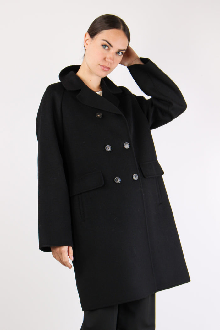 Zolfo Cappotto Lungo Lana Nero-4