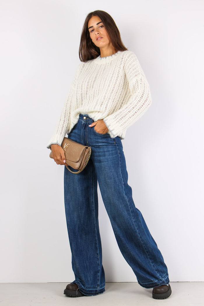 Jonan Maglia Traforata Banda L Latte-8