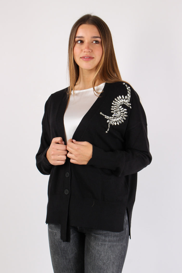 Venetico Cardigan Applicazione Black-6