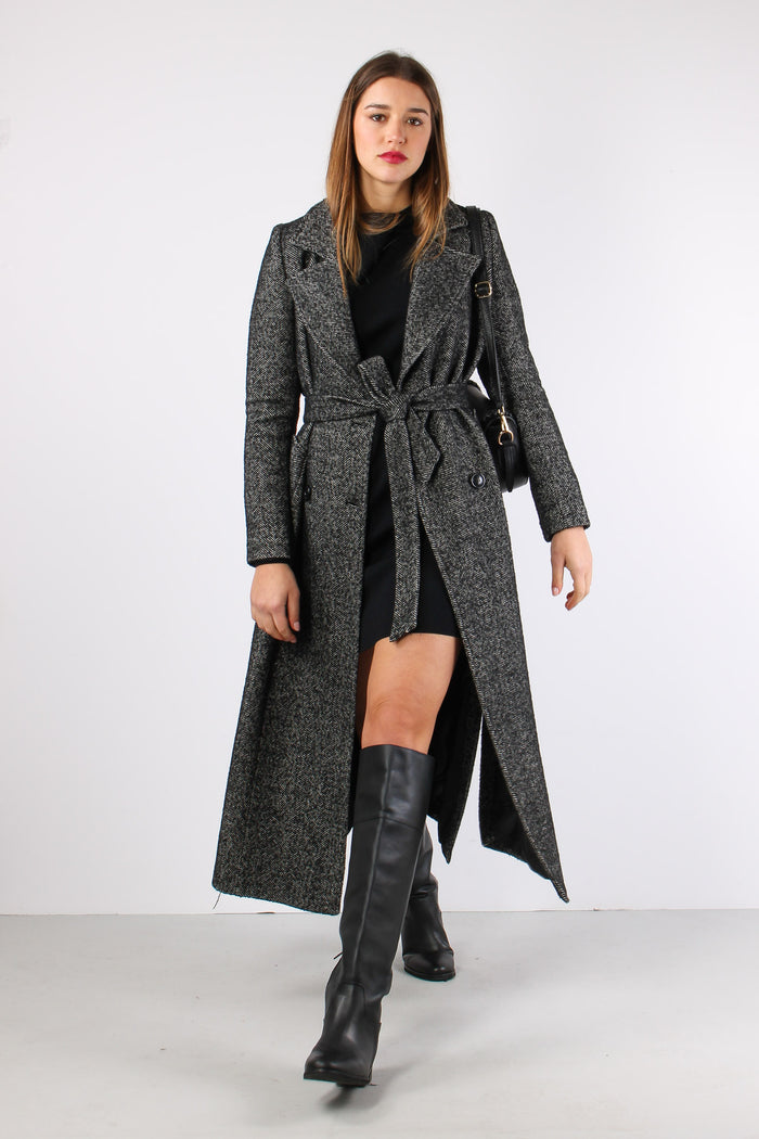 Cappotto Lungo Resca Nero/panna-5