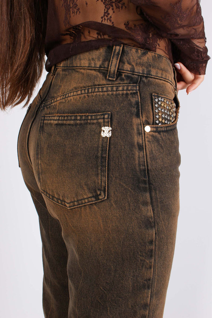 Jeans Borchie Effetto Lavato Bruciato-10