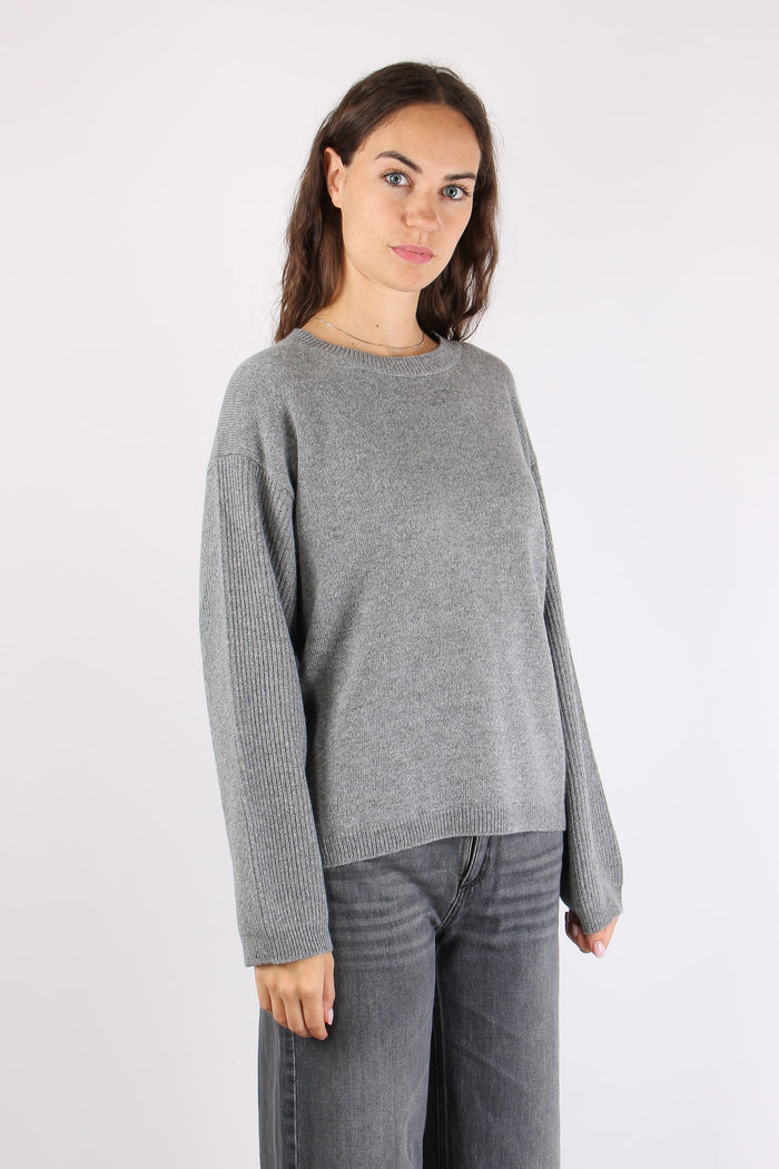Maglia Girocollo Basica Melange Grey-6