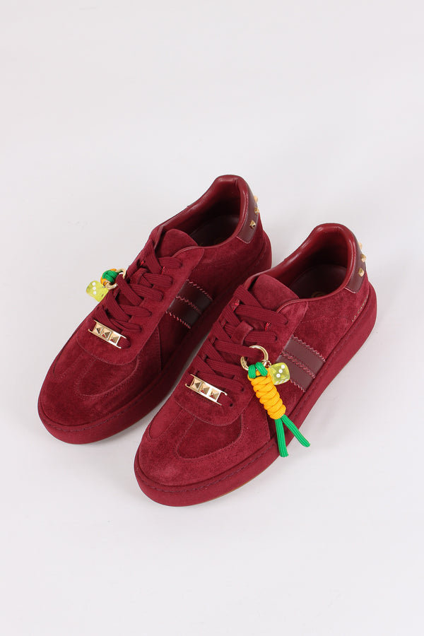 Sneakers Camoscio Borchie Prugna-2