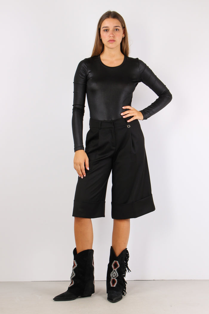 Bermuda Flanella Risvolto Nero