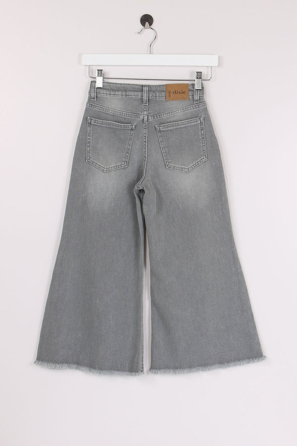 Denim Palazzo Sfrangiato Denim Grigio-2