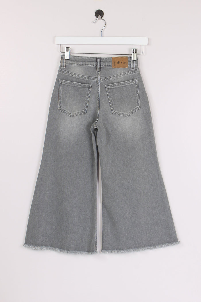 Denim Palazzo Sfrangiato Denim Grigio-2