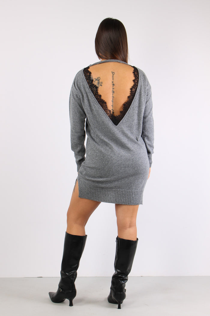 Maxi Maglia Retro Pizzo Grigio-4