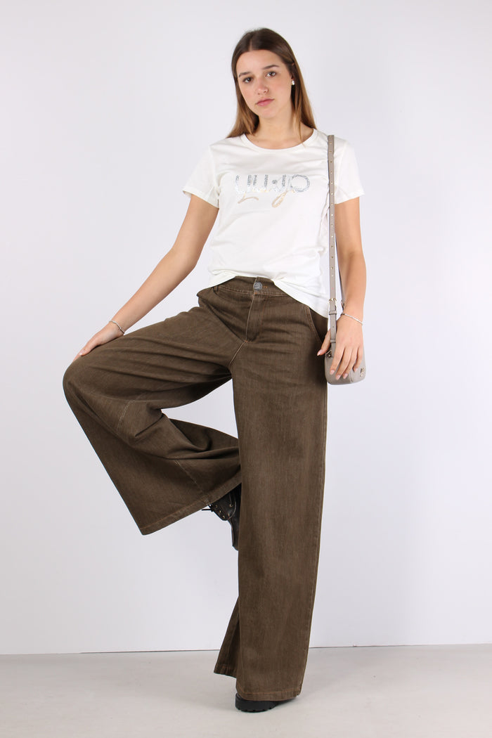 T-shirt Logo Oro Bianco/liujo