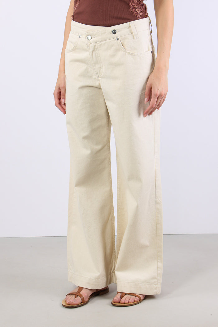 Pantalone Abbottonatura Asimet Naturale-3