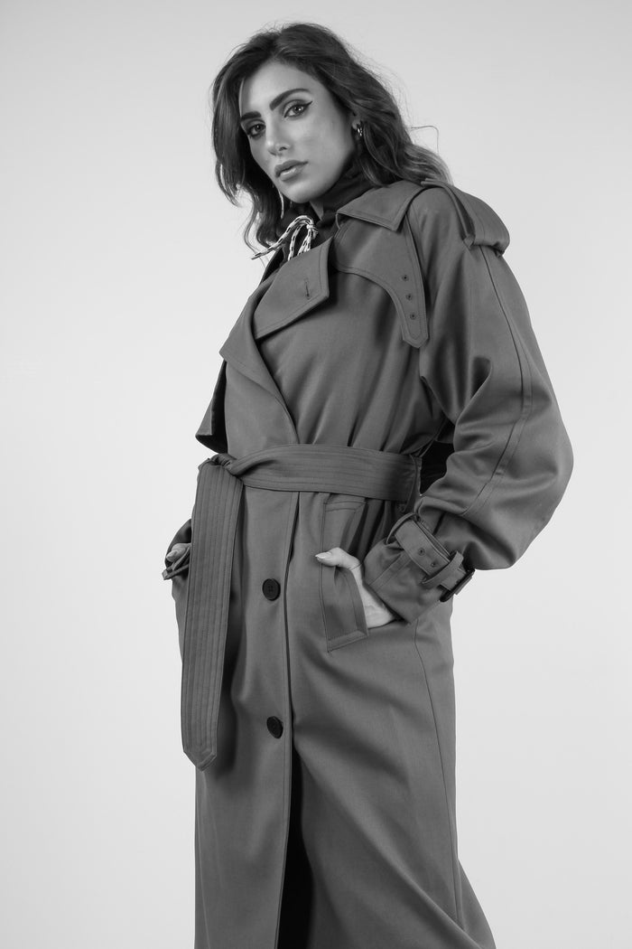 Trench Cotone Ricamo Interno Militare-12