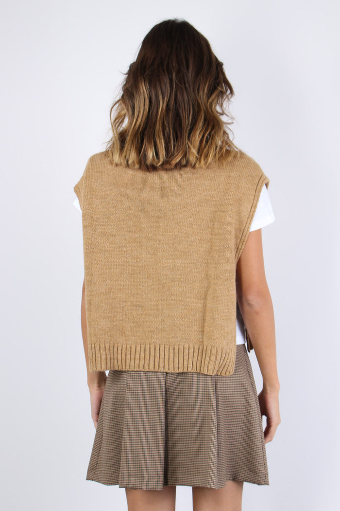 Gilet Fiocchi Laterali Cammello-3