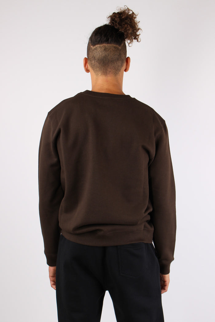 Felpa Girocollo Logo Ricamo Moro-4