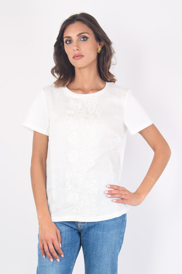 Magno T-shirt Bimateriale Ri Bianco