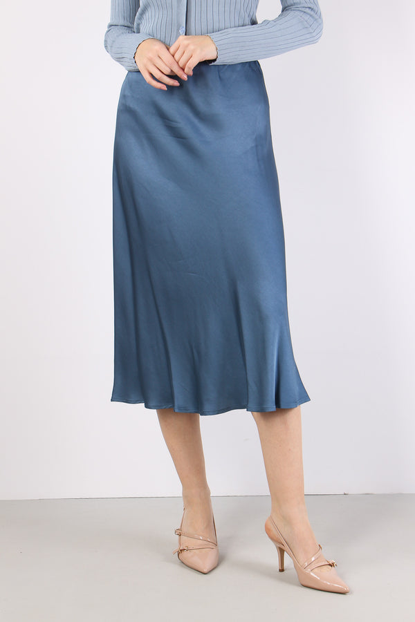 Gonna Effetto Raso Indaco-2