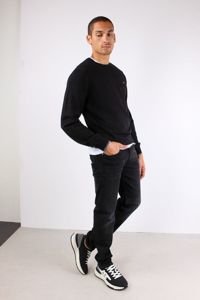 Maglia Misto Lana Profilo Coll Nero-5