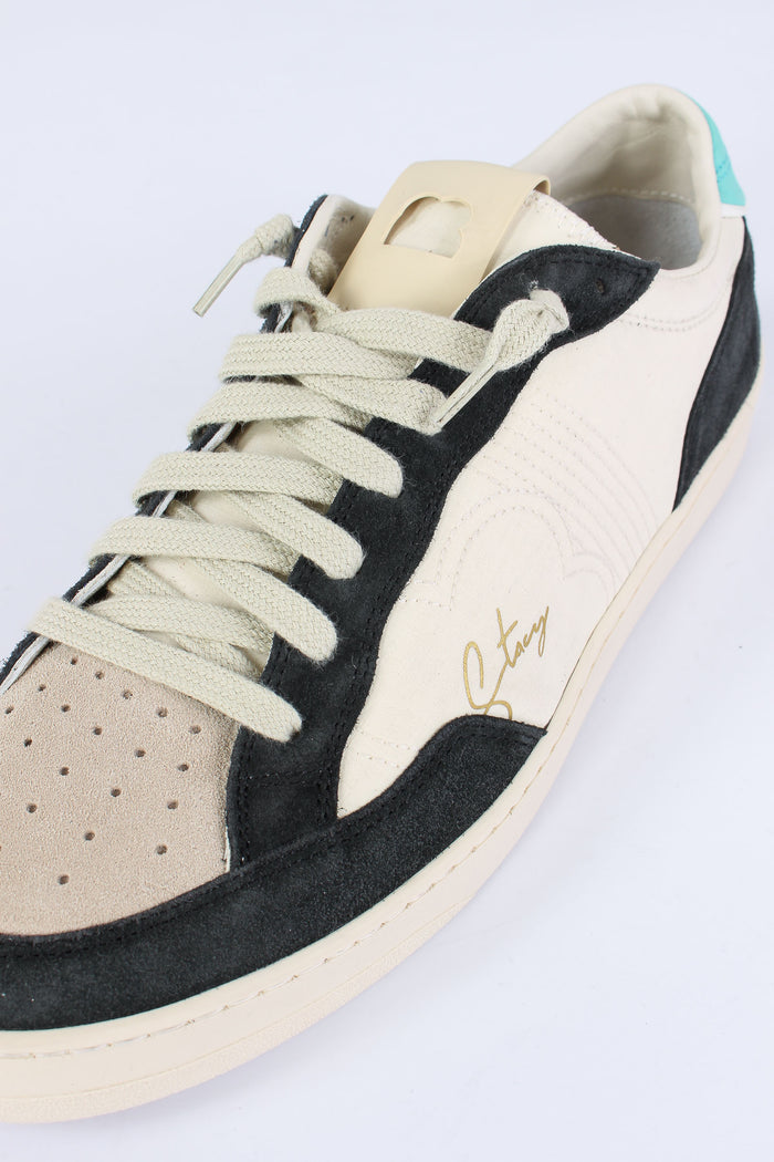 Sneakers Bimateriale Tela Beige/black-5