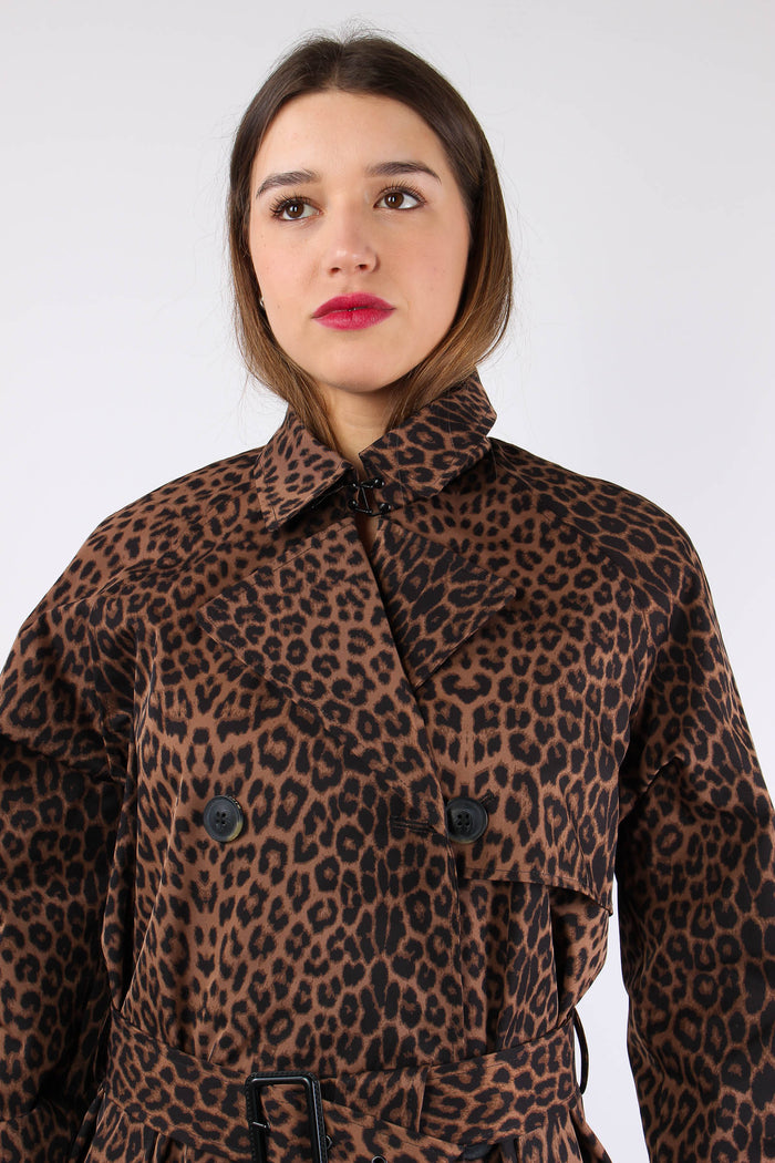 Trench Nylon Lungo Animalier Leopard-8