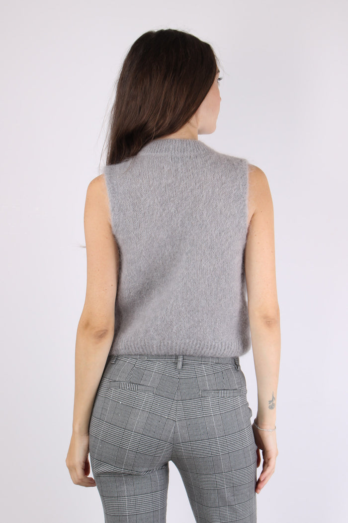 Gilet Maglia Applicazione Rose Ash-4