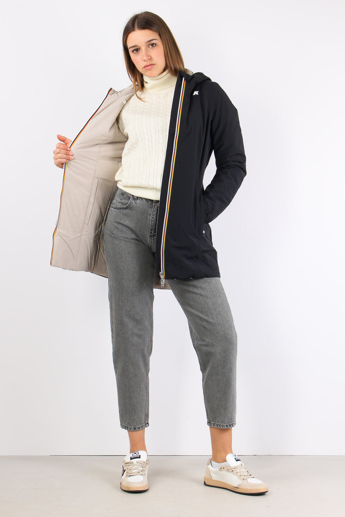 Giubbotto Lungo Reversibile Black/beige-4