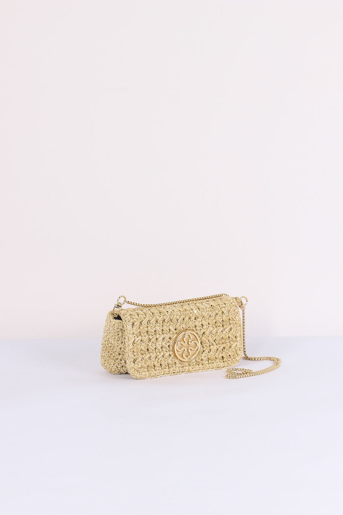Greta Pochette Crochet Laminat Oro-6