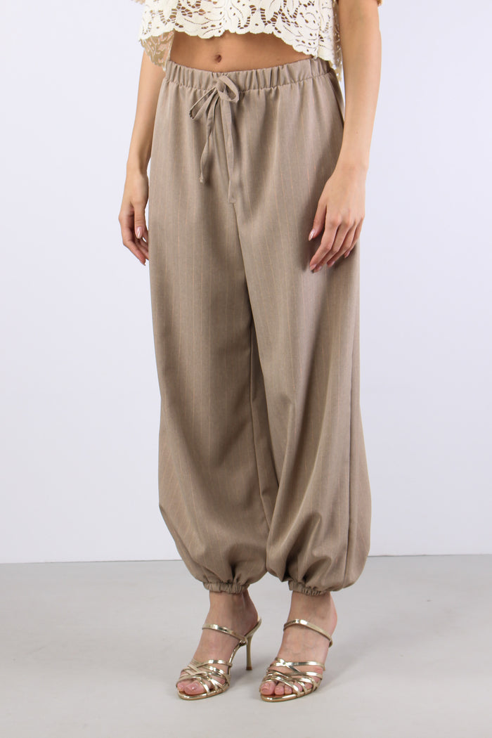 Pantalone Baloon Filo Lurex Beige-3