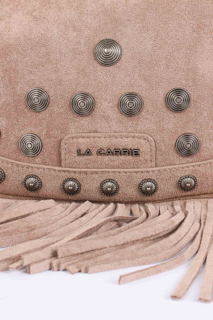 Mezzaluna Suede Frange Taupe-8
