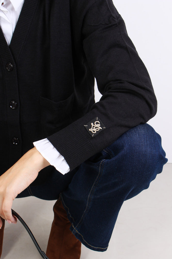 Cardigan Over Viscosa Lana Nero-10
