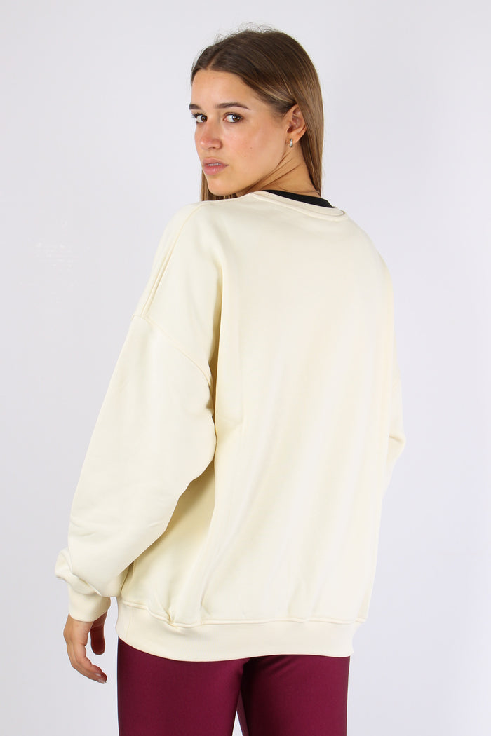 Felpa College Bianco Burro-4