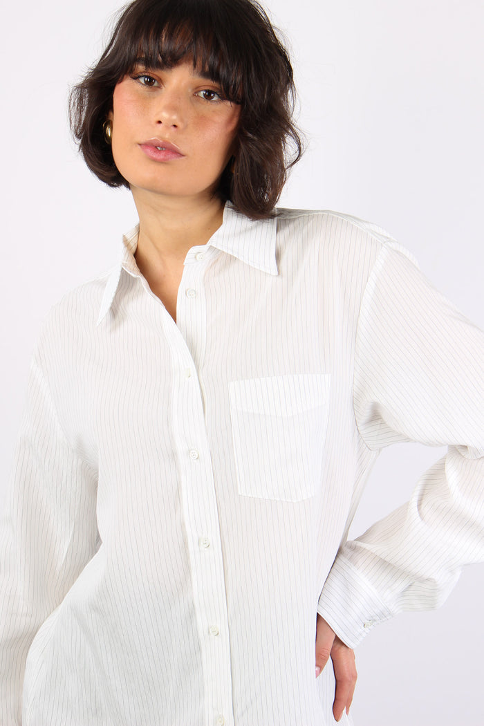 Corea Camicia Bastonetto Rig Bianco/nero-7