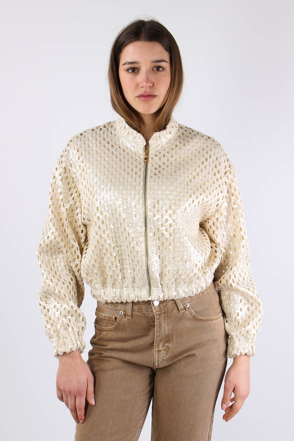 Giubbotto Rete Paillettes Panna-2