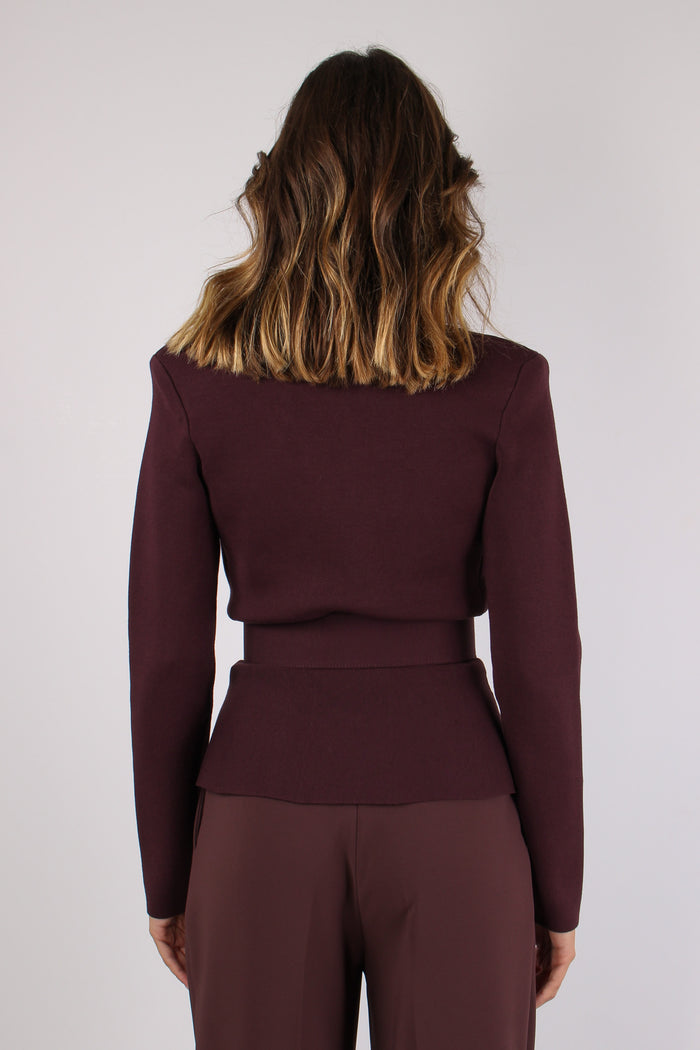 Giacca Maglia Cintura Merlot-5