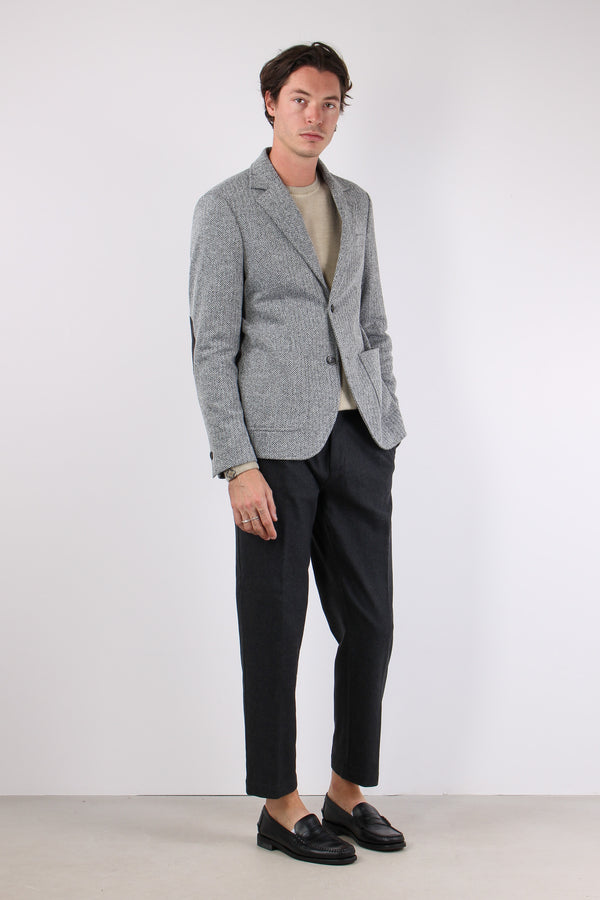 Natale Giacca Toppe Contrasto Grigio-2