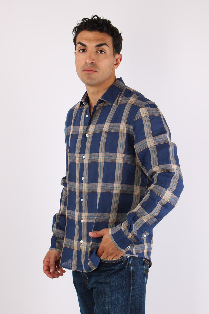 Camicia Madras Lino Navy-3