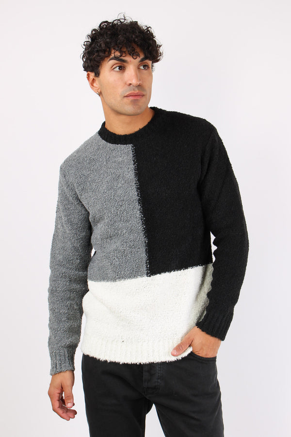 Maglia Boucle Colorblock Nero