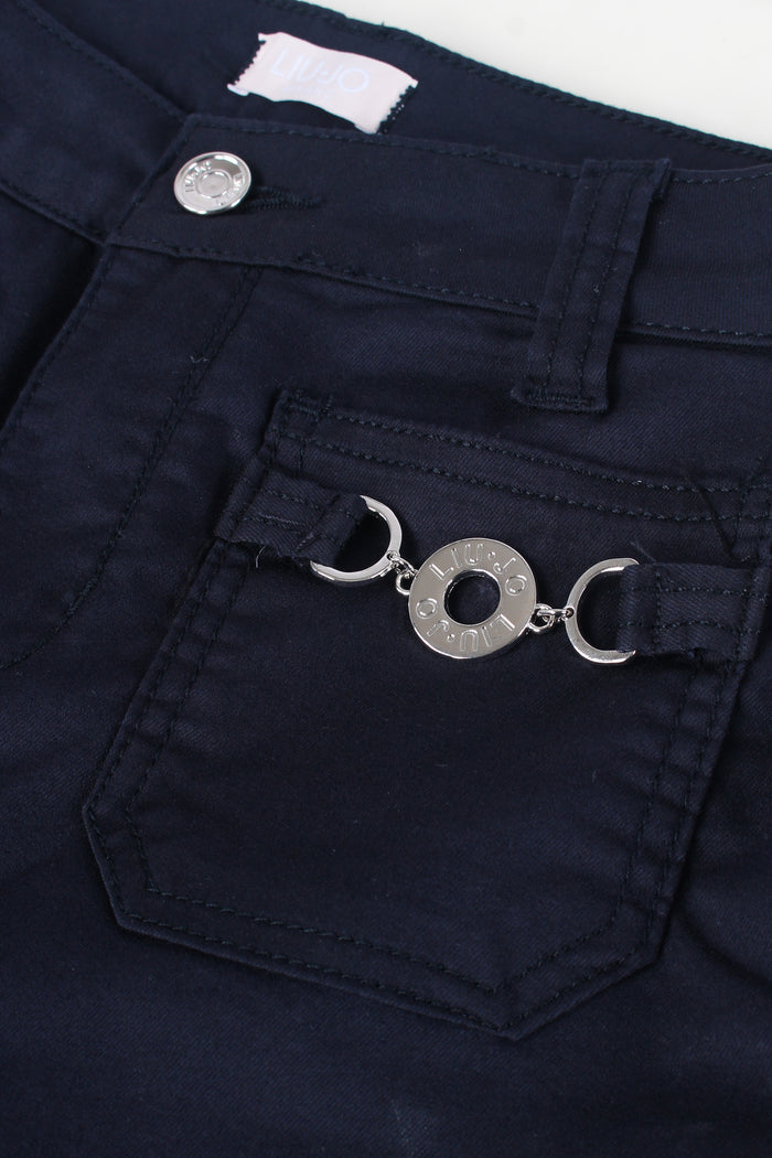 Pantalone Cropped Fibbia Tasca Blu Navy-10