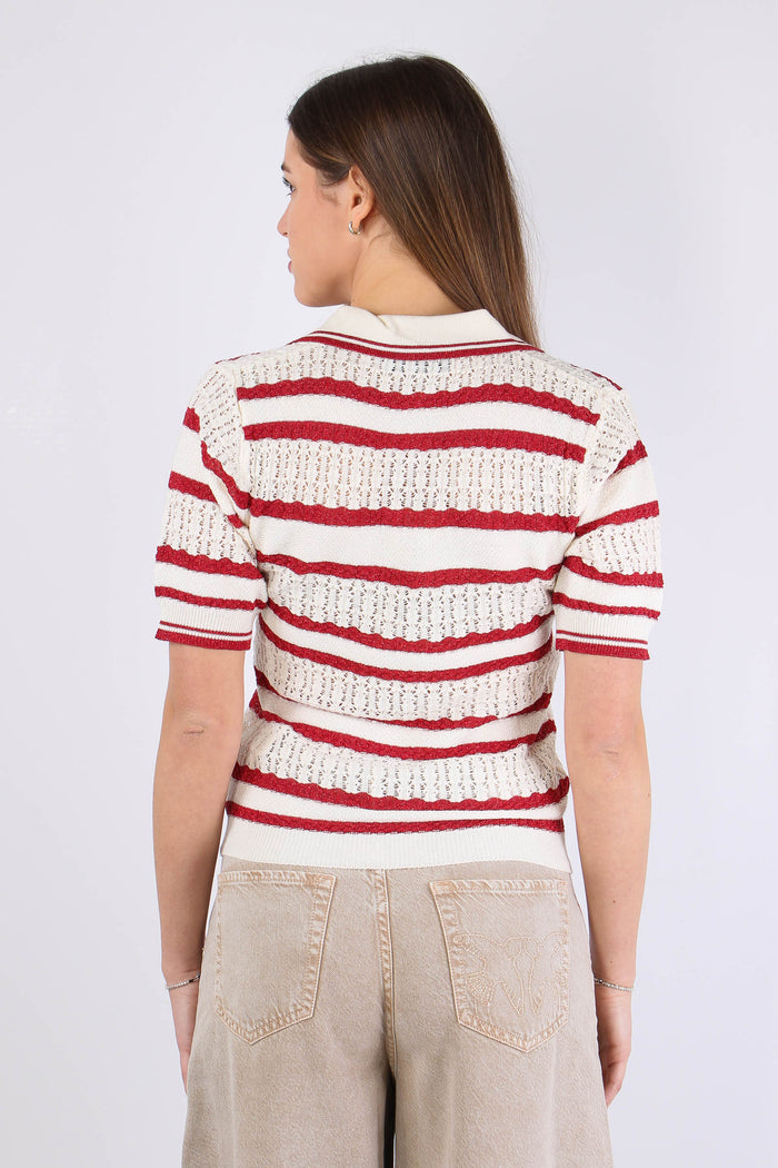 Polo Tricot Riga Lurex Rosso-4