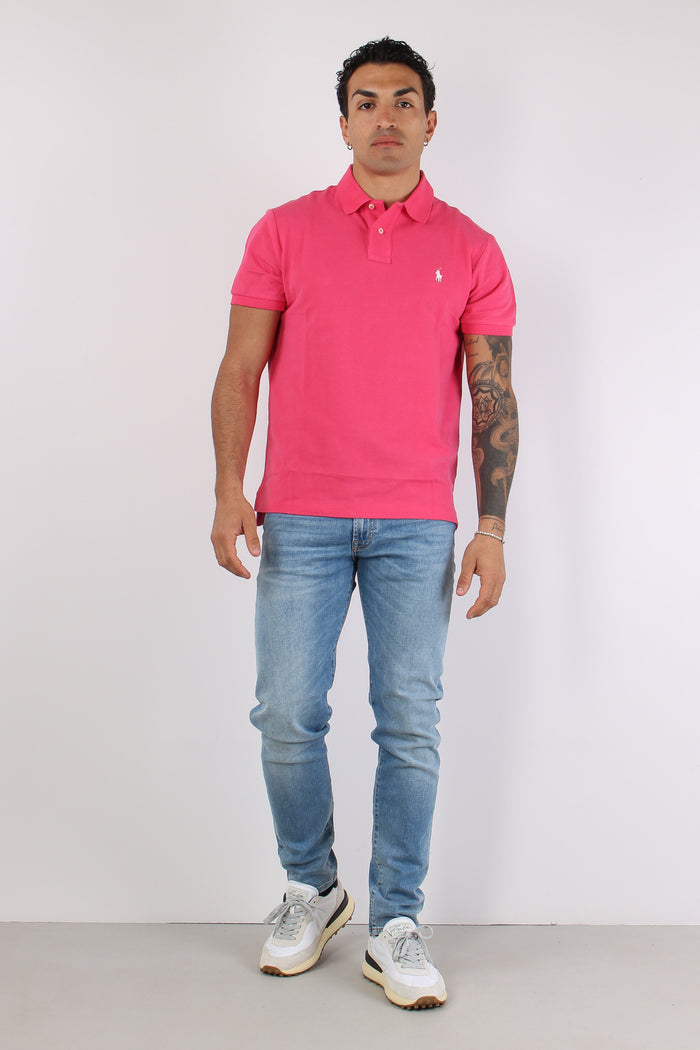 Polo Slim Fit Mesh Hot Pink-5