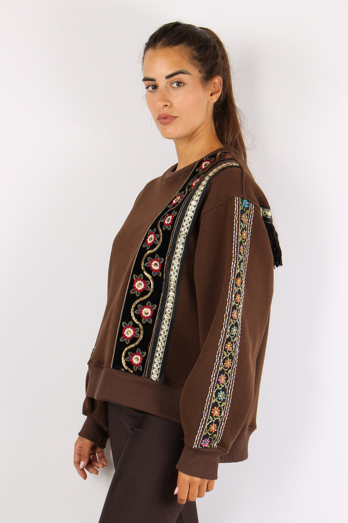 Felpa Girocollo Passamanneria Fondente-6