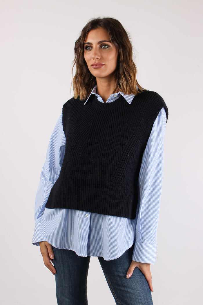 Gilet Apertura Laterale Blu-3
