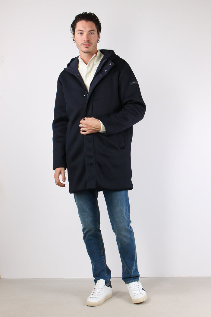 Parka Cappuccio Tricotech Blu Navy