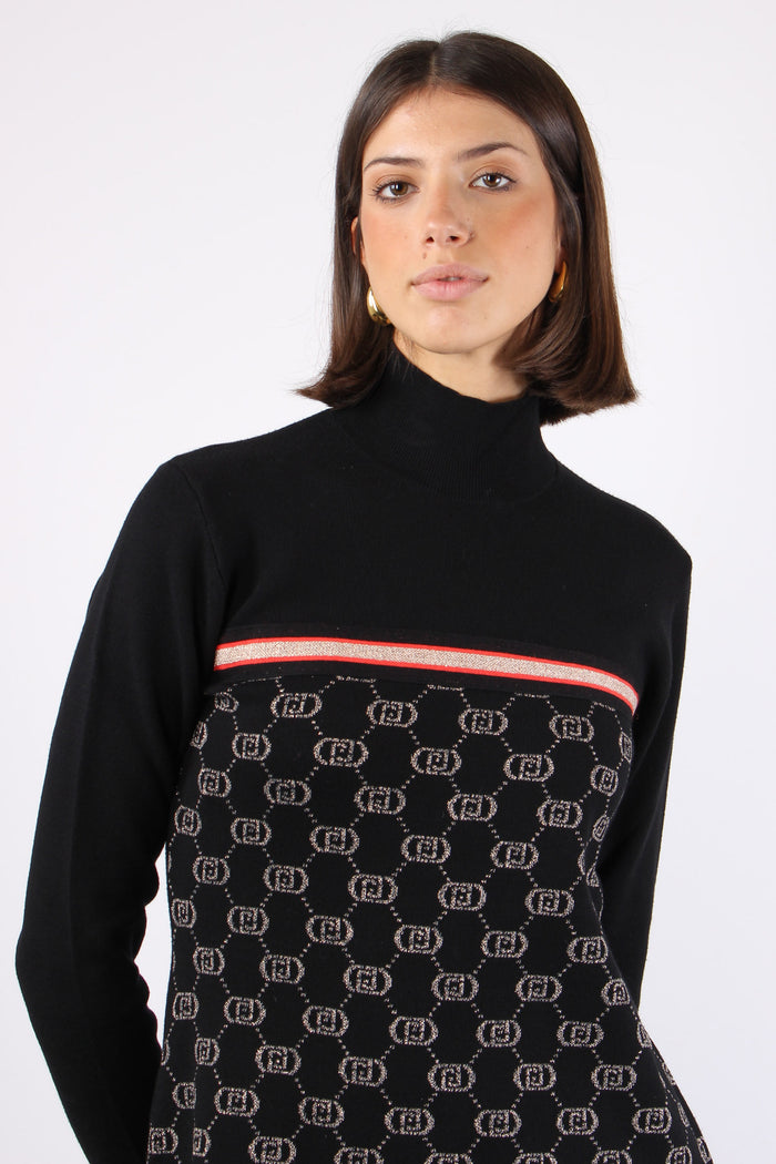 Abito Maglia Multi Logo Nero/rosegold-6