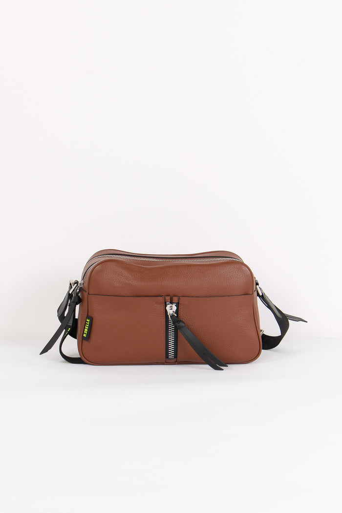 Alyssa Tracolla Doppia Zip Tas Chocolate